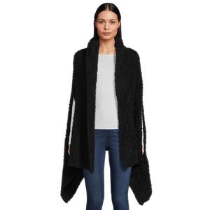 Time and Tru Women’s Solid Cozy Black Ribbed Ruana Wrap Layering Piece NWT